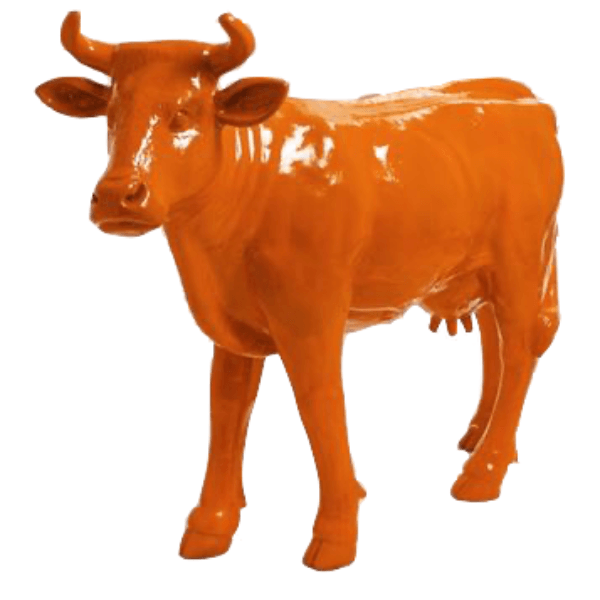 Resine Sculpture Vache 140CM Orange ELDAN - S&C