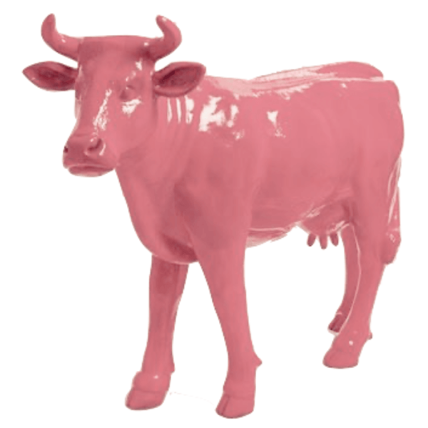 Resine Sculpture Vache 140CM Rose Clair MAELIUM - S&C
