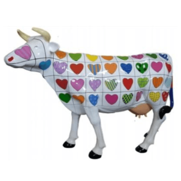Resine Sculpture Vache 225CM Coeur Multicolore FENRIR - S&C