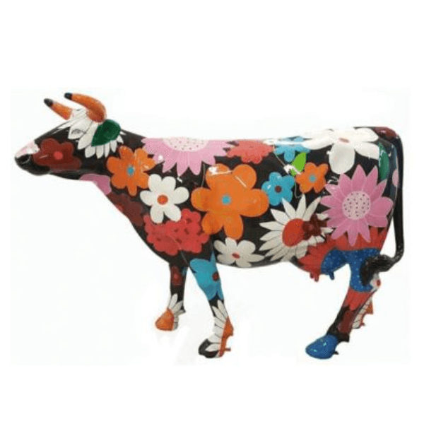 Resine Sculpture Vache 225CM Fleuri Multicolore ZELIN - S&C