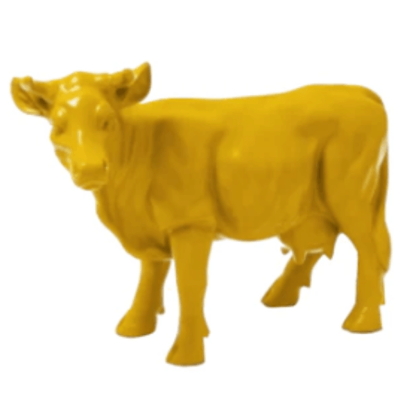 Resine Sculpture Vache 50cm Jaune LEORIN - S&C