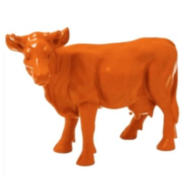 Resine Sculpture Vache 50CM Orange LOUVAN - S&C