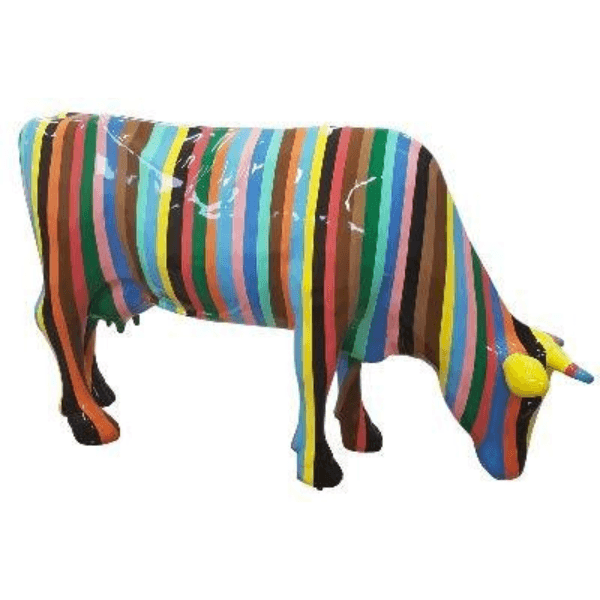 Resine Sculpture Vache 225cm Noir Et Or LUMEN - S&C
